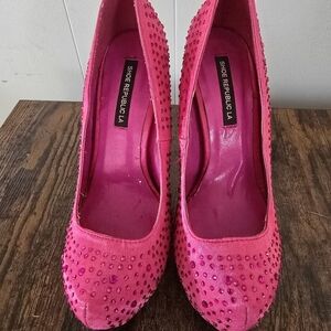 Hot pink rhinestone platform heels